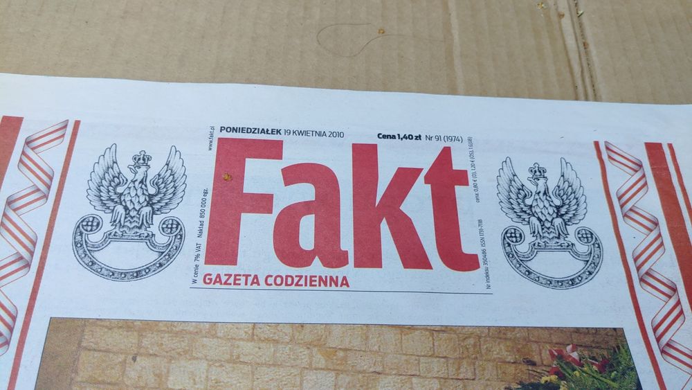 Fakt 19 kwietnia 2010 gazeta katastrofa smoleńsk Lech Kaczyński