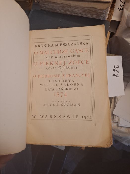 A.Oppman Kronika Mieszczańska 1922r