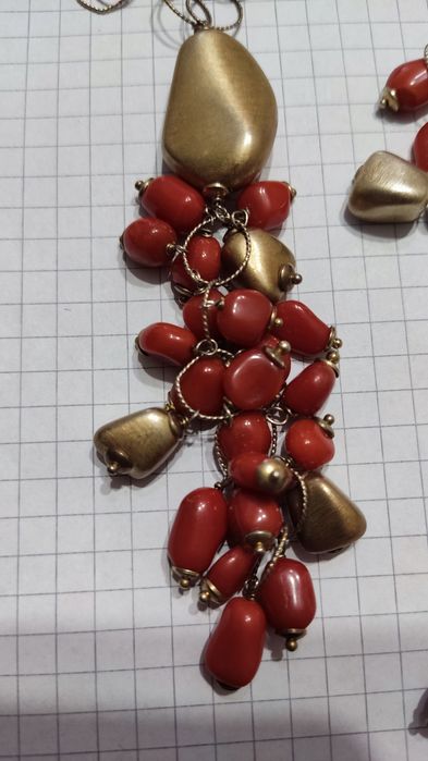 Срібний комплект, позолота, натуральний корал.
