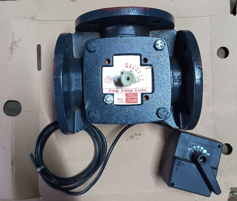 Zawór trójdrogowy,trójdrożny DN65 Danfoss HFE3 +Sterownik-Super stan!