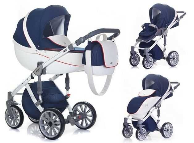 Wózek 2w1 anex sport granatowo biały gondola spacerówka