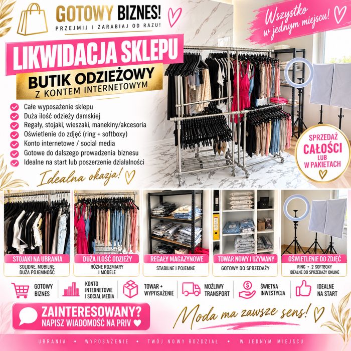 Gotowy Biznes  – Butik ODZIEŻOWY- Zobacz zdjęcia