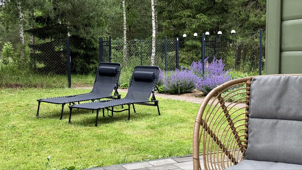Apartamenty Domki Mazury Warpuny koło Mrągowa w lesie 10 osób. Prywatny taras widok las  grill ognisko darmowy parking