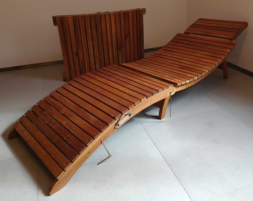 leżak drewniany tarasowy, spa, sauna, ogród, drewno akacjowe, 2 sztuki