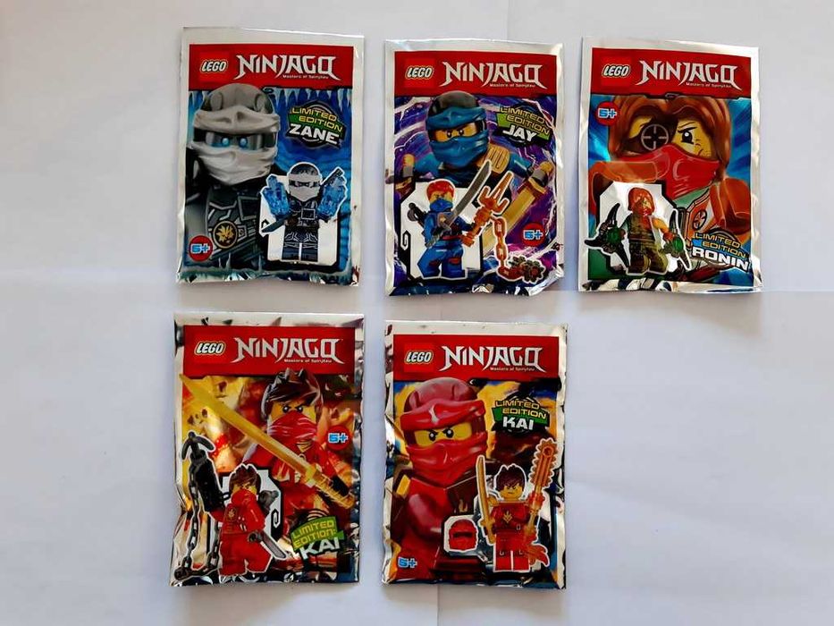 Lego Ninjago Masters of Spinjitzu 5 Foil Packs 2016 e 2017 selados