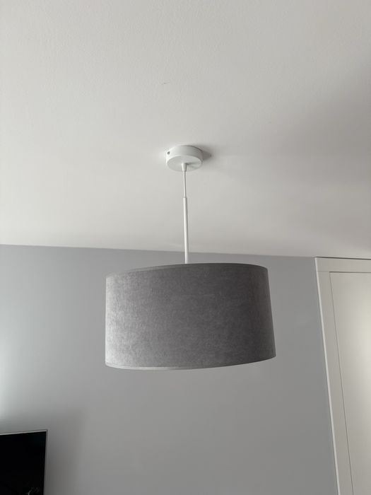 Lampa sufitowa wiszaca szara welur ideal