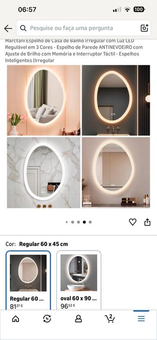 Espelho com led wc