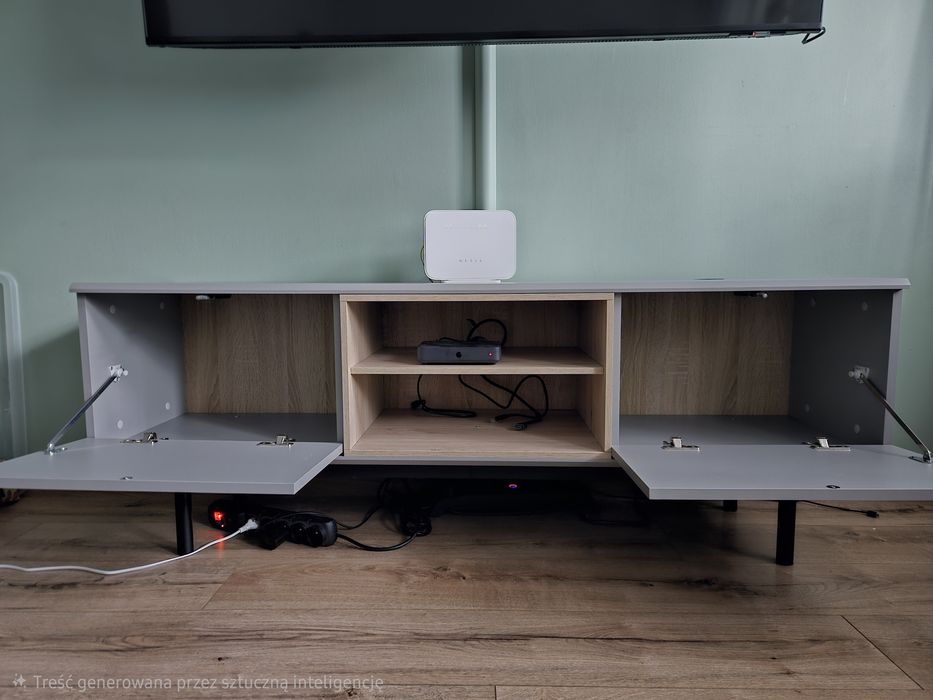 Meble do salonu - szafka RTV i komoda szary mat