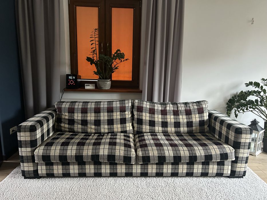 Wygodna sofa w kratę 255 cm
