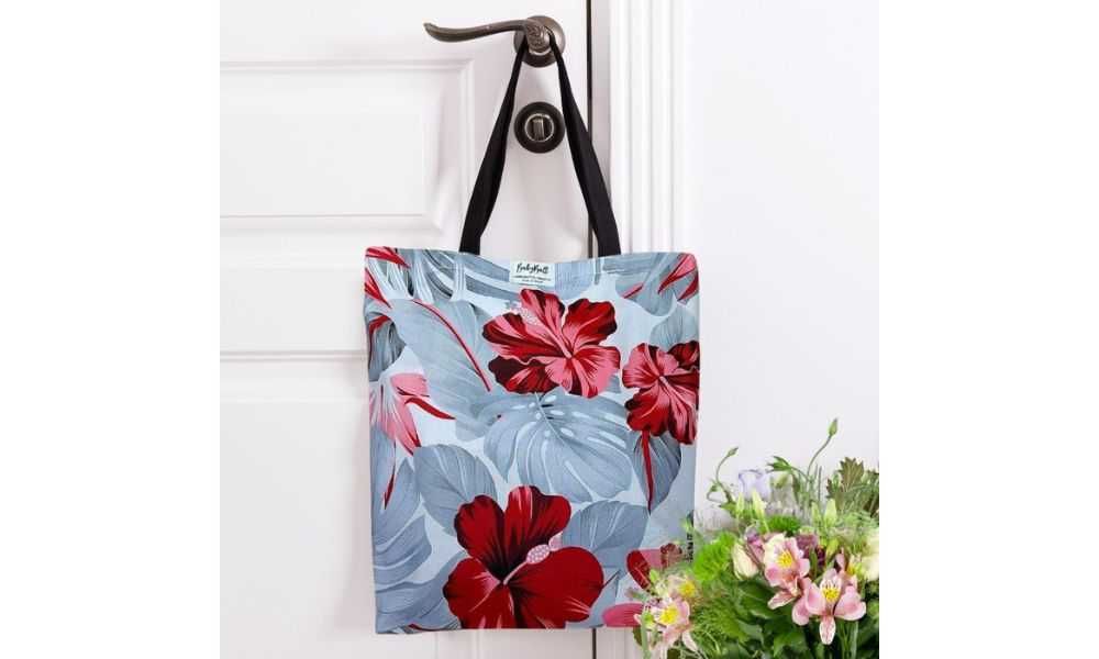 Torba na zakupy – BORDOWE KWIATY - moda, ekologia i styl w jednym