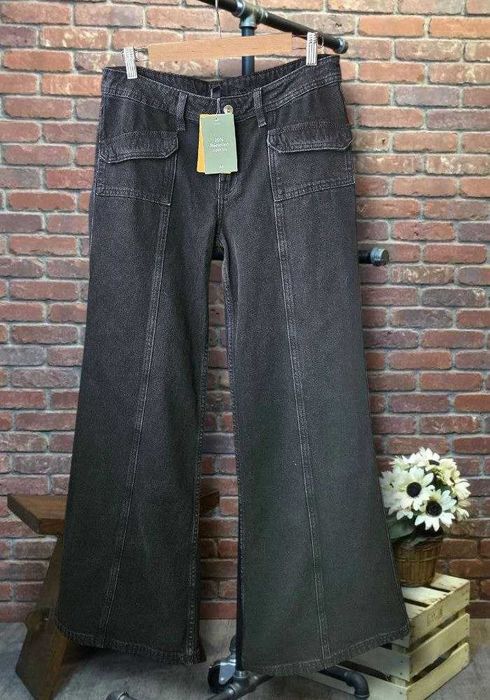 H&M джинсы клёш wide leg, женские карго с карманами, р. S