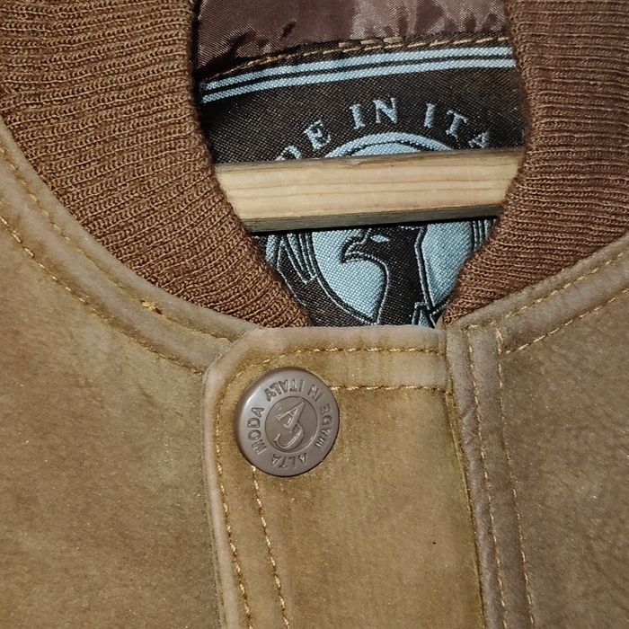 Vintage Italian Leather Suede Bomber Jacket Brown