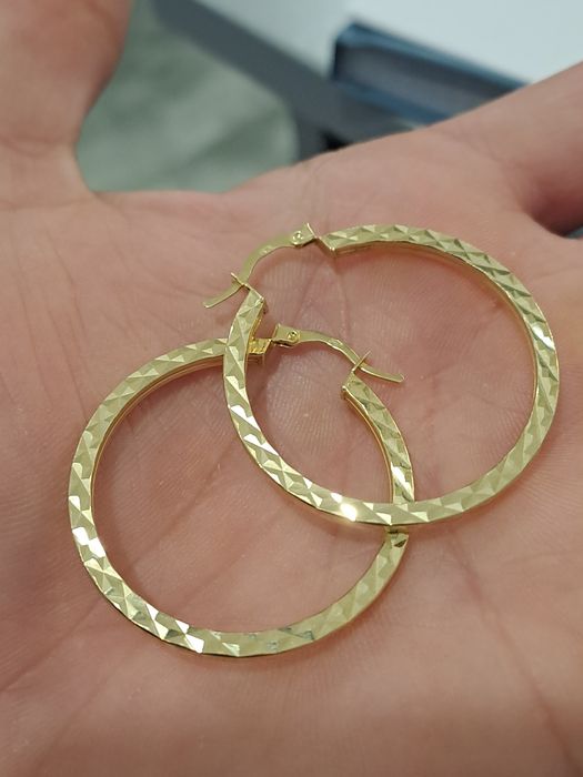 Śliczne Złote kolczyki Koła Nowe Pr.585 Średnica 3.5 cm