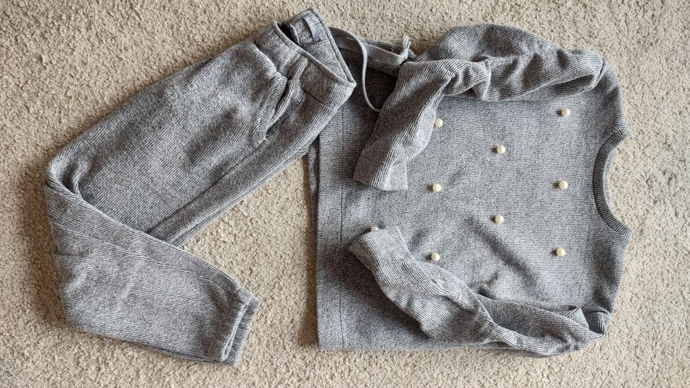 dres bluza spodnie manifiq&co S szary melanż perełki