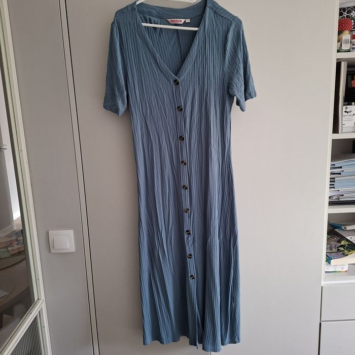Indiska letnia sukienka niebieska midi z wiskozy S M 36 38 h&m reserved c&a