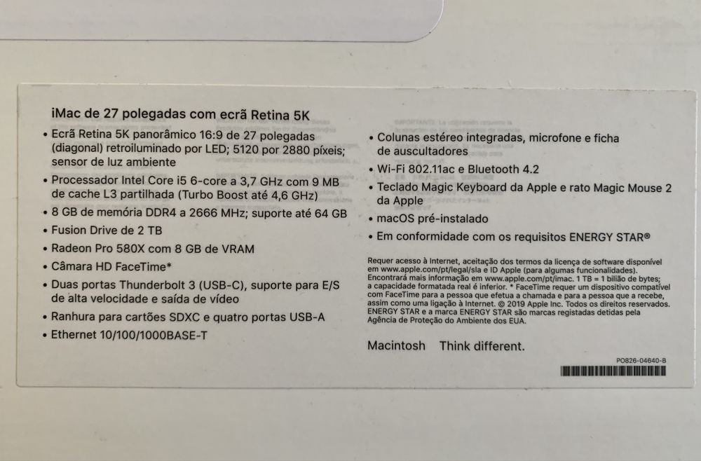 iMac 27”5K 2019 6-core/24Gbram (Radeon pro 580x 8gb).