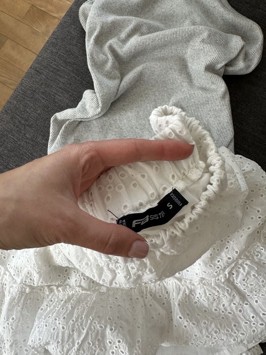 Біла  бавовняна спідниця з воланами рюшами -джинсова спідниця H&M