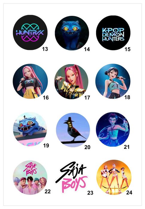 Przypinki 32mm - K-POP DEMON HUNTERS - 6szt