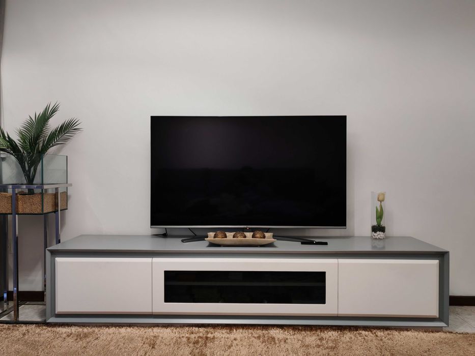 Conjunto de Sala de Jantar & Sala de Estar | Cinza e Branco | Moderno