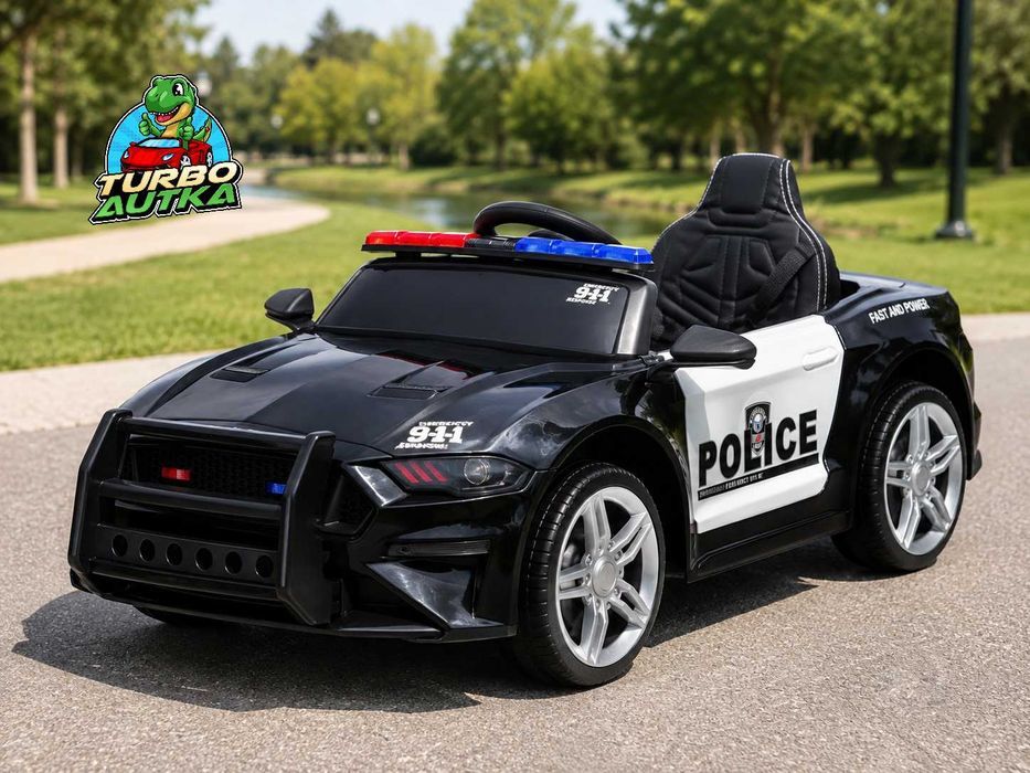 FORD MUSTANG POLICYJNY | Samochód Auto na akumulator | Miękkie koła Skórzany fotel | PILOT dla Rodzica | POLICJA | MEGAFON HIT!