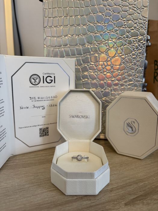 Anel Swarovski Prata e Diamante