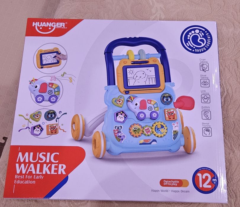 Каталка ходунки музичні 2 у 1 Kids HE 0810 Голубі