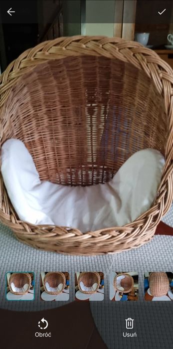 Kosz legowisko wiklinowy z materacem dla kota