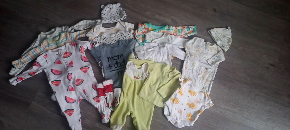 Paka ciuchów zestaw body pajacyki kaftaniki 62 68