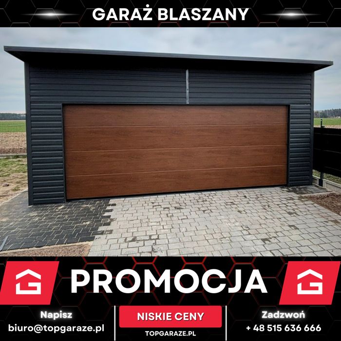 Garaż z bramą segmentową 6x5m blaszany nowoczesny garaz |7x6 10x5|