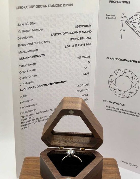 Кольцо белое золото бриллиант 1.01 ct сертификат