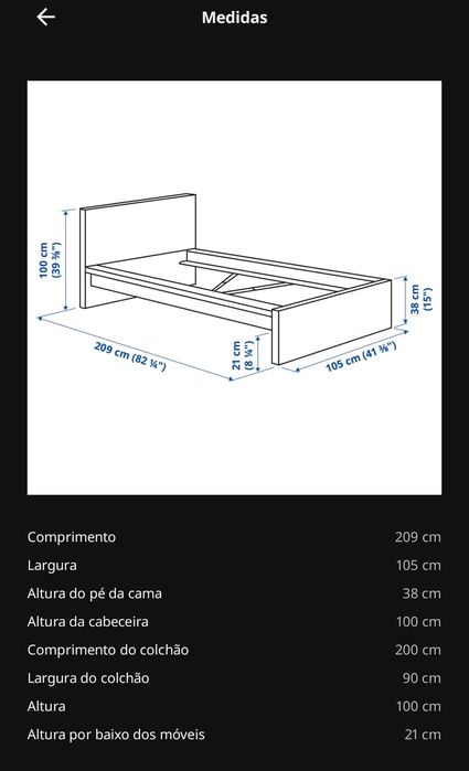 Cama MALM com estrado (Ikea)