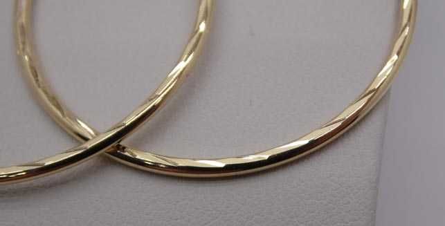 Złote kolczyki diamentowane koła 4 cm.