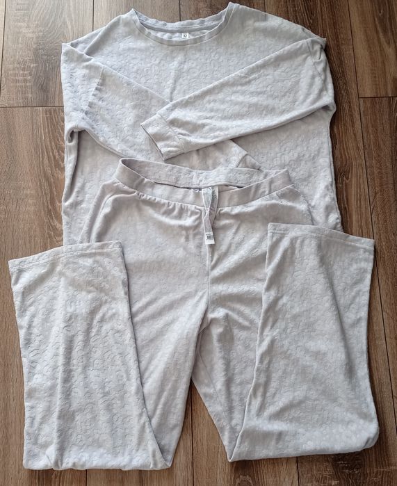 Ciepła piżama damska M szara