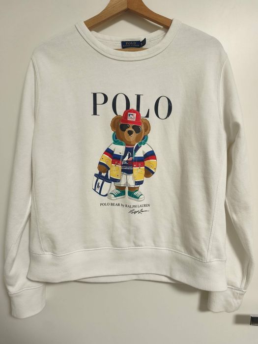 Biała bluza bez kaptura Polo Ralph Lauren bear damskie M