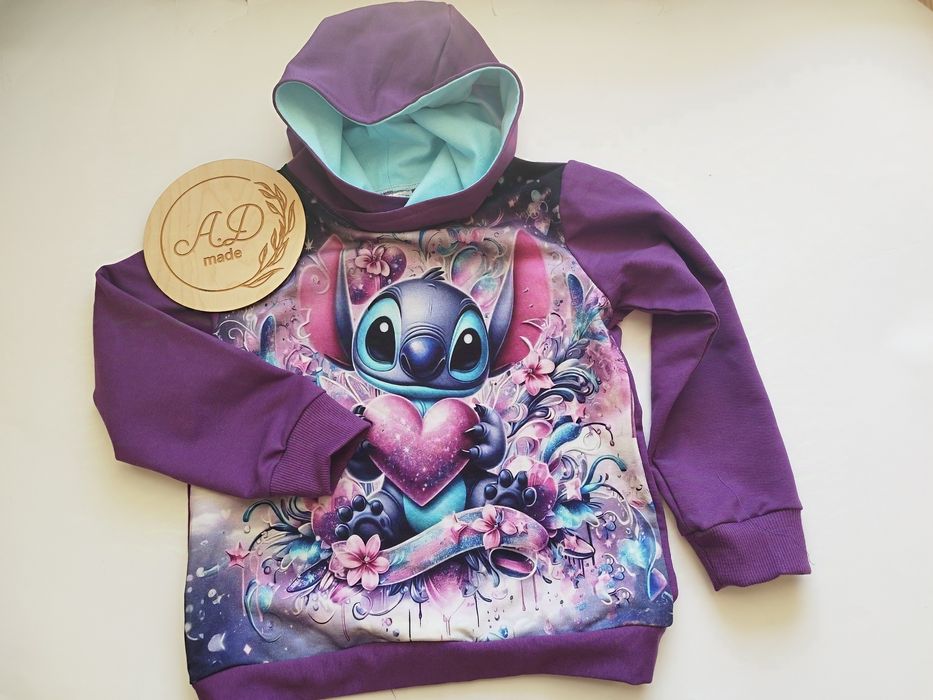 Świetna bluza bawełniana Z kapturem Stitch 128