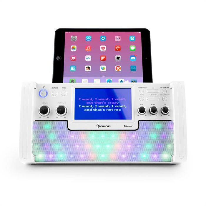zestaw do karaoke auna głośnik bluetooth ODTWARZACZ CD USB MIKROFON LE