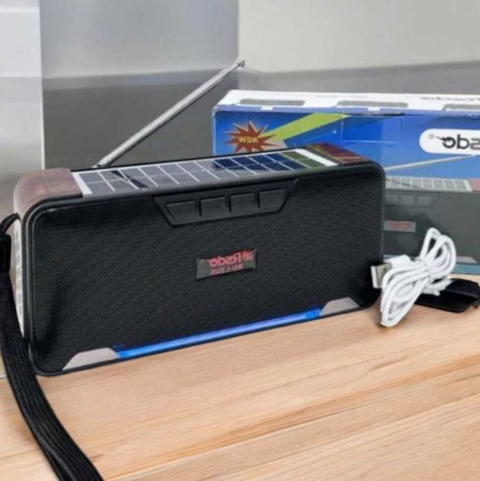 Колонка з Радіоприймачем FM і Bluetooth бездротова із сонячною панеллю