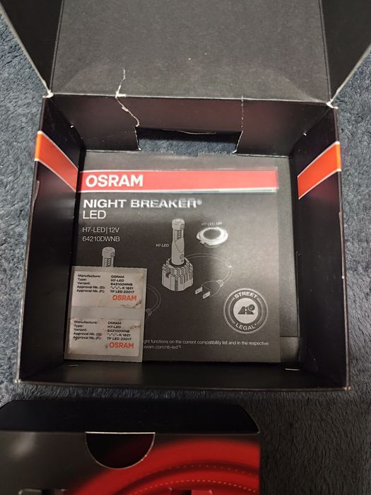 Nowa Cena Komplet ! Żarówki LED H7 Osram Night Breaker LED 6000k 12V 2