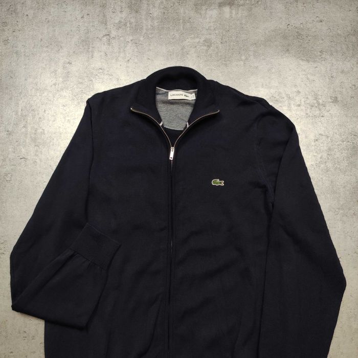 MĘSKI PREMIUM Sweter Elegancki Bluza Suwak Lacoste France Granat Haft