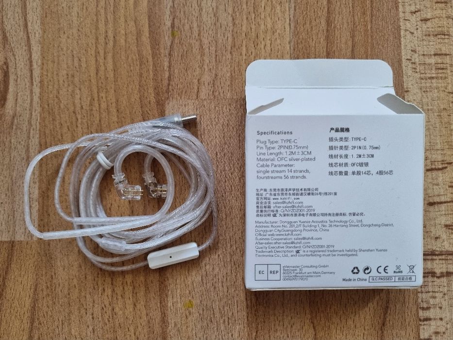 Кабель для наушников 2pin-C, USB Type-C  с микрофоном