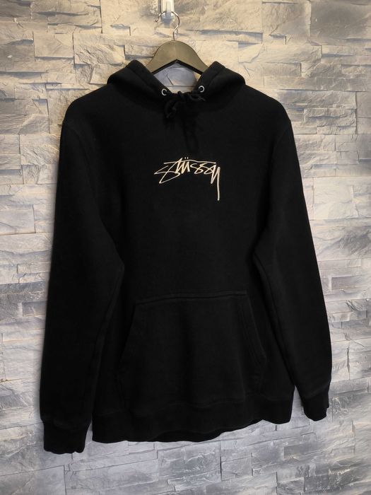 Bluza z Kapturem Stussy Hoodie Haft Logo Czarna Vintage