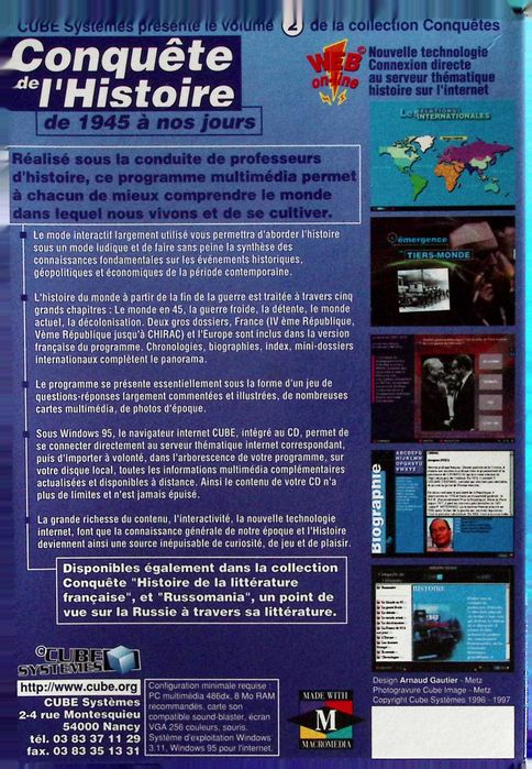 CD ROM "Conquête de l'Histoire de 1945 à nos jours"