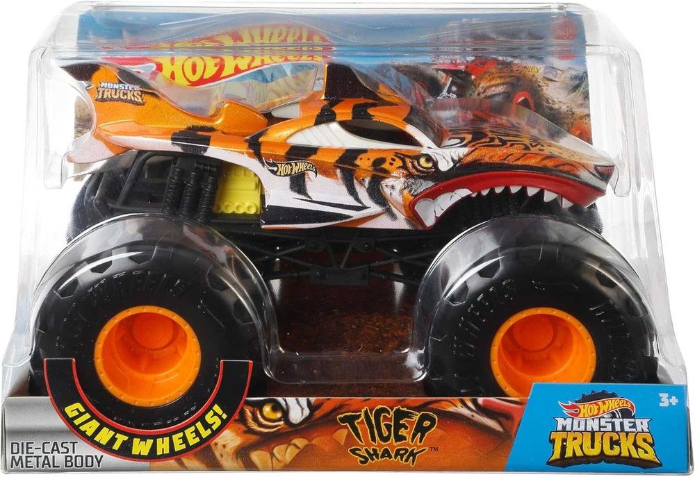 ОРИГИНАЛ! Большая Машина Монстр трак Хот Вилс Тигровая акула 1:24 Hot Wheels Monster Truck Tiger Shark