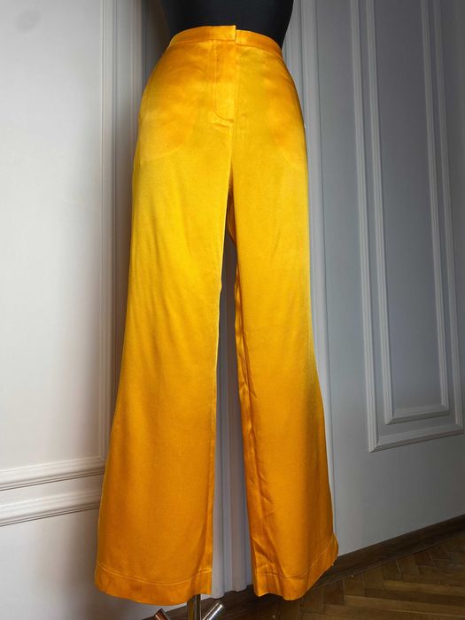Spodnie żółte kanarkowe 36 S Massimo Dutti szeroka nogawka wiskoza - Main Image
