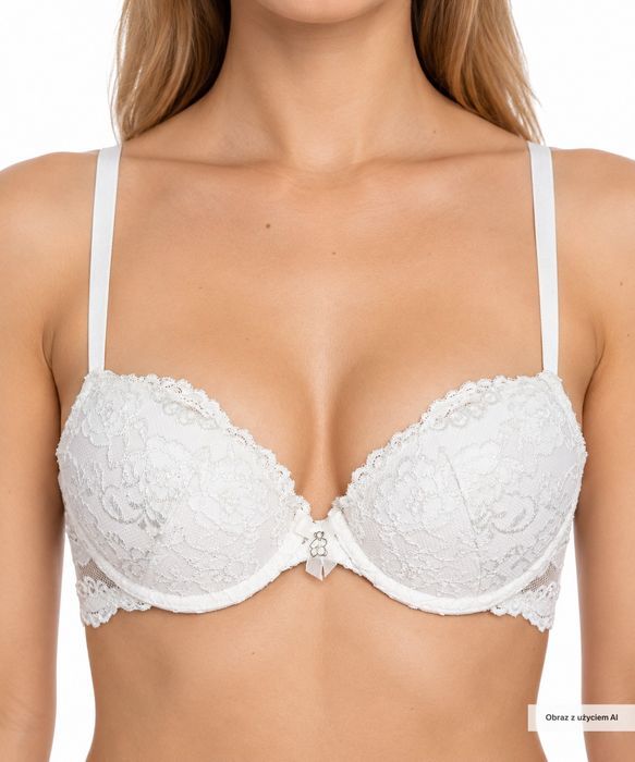 Biustonosz push-up koronkowy biały 70B
