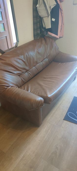 Sofa z  ekoskóry brązowa 160cm