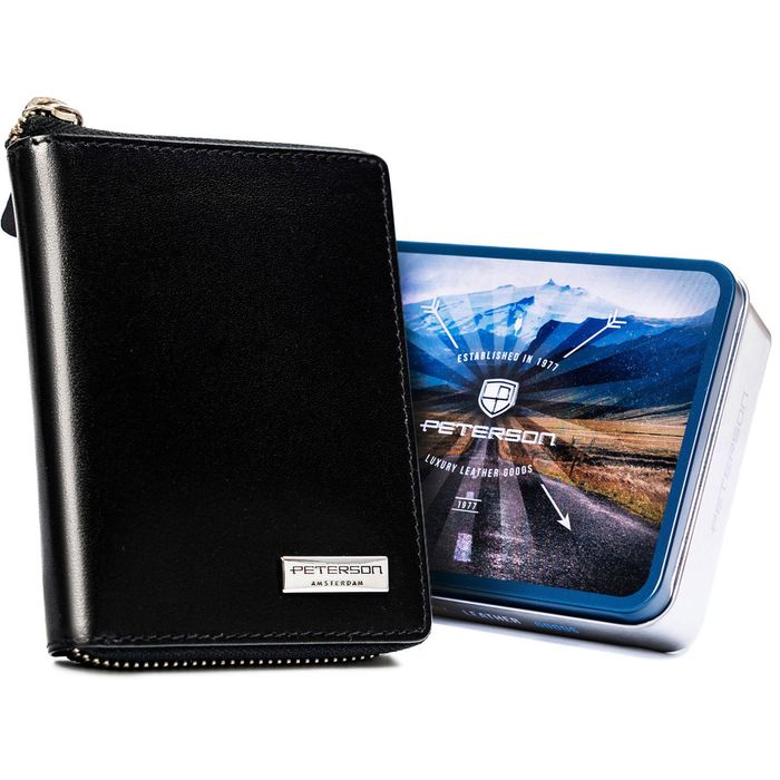 duży, skórzany portfel męski na zamek - peterson