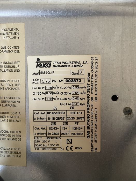 Forno e placa gas natural teka