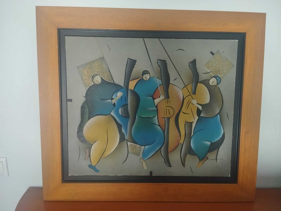 Quadro a óleo - músicos