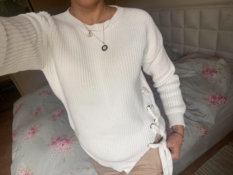Max mara weekend bialy sweter dzianina wiazany pleciony swetr s 36